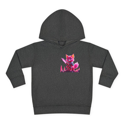 Neon Crystal Fox Toddler Girls Hoodie, Hot Pink Centaurian Cosmic Guardian Sweatshirt, Two Sided 2T 4T 5-6T Long Sleeve Hood