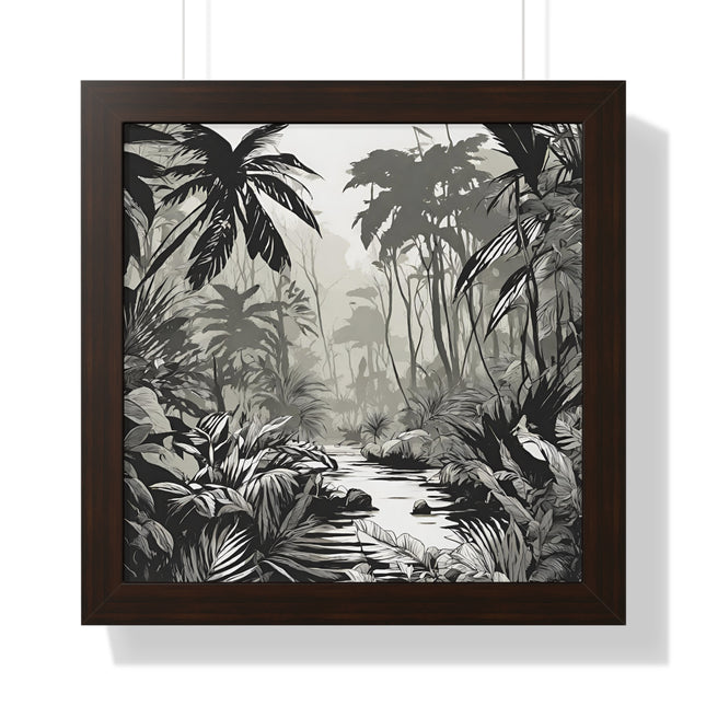 Wall Decor, Jungle Scene, Framed Wall Hanging, Black Shadow Print, Nature Scene Picture, Living Room Poster, Office Scenery