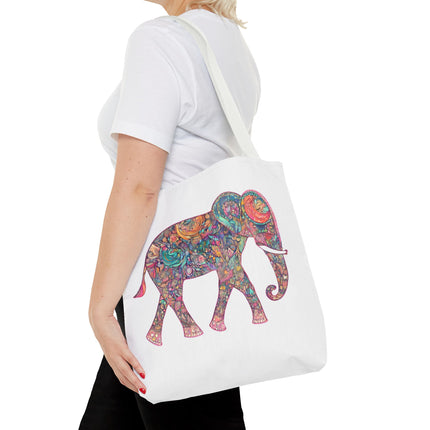 Elephant Gift Tote | Majestic Color Pattern Custom Grocery Bag | Animal Lovers Office Travel Carrier | Wild Safari Business Traveler