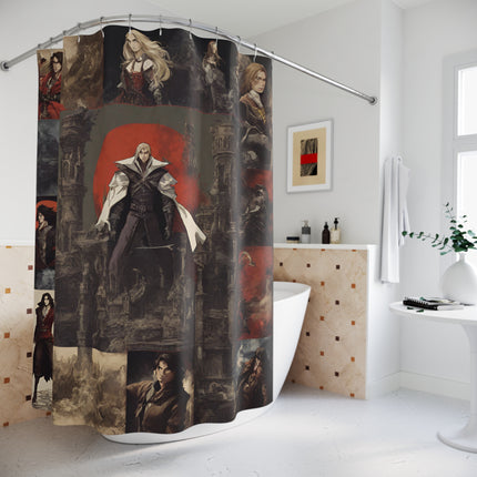 A WARRIOR EMERGES Video Game Inspired Abstract Collage Shower Curtain