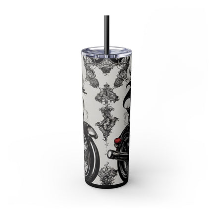 GOTHIC BEAUTY BIKER Skinny Tumbler - Leather Clad Motorcycle Riding Babe  Cup