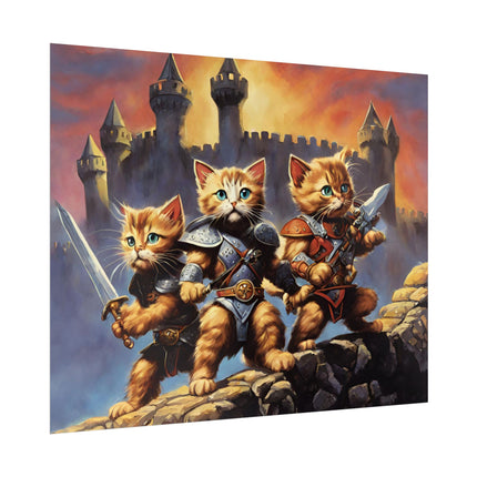 CAT BATTLE WARRIORS Poster - 80's Universe of Kitten Fighters Fantasy Epic Feline Battle Art