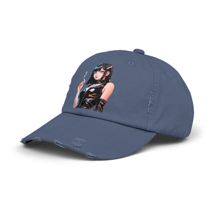 Cigarette Smoking Anime Girl Cap, Black Tight Leather Outfit Sexy Cute Hat, Japan Cartoon Secret Agent Style Spring, Summer, Fishing Wear