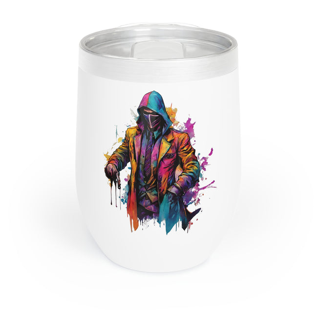 MASKED HOODED PSYCHEDELIC STEALTH ASSAILANT Wine Tumbler