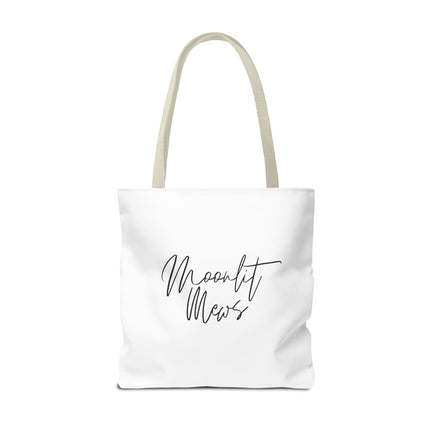 Cat Tote Bag | Moon Light Cats | Emerald Green Eyes Grocery Bag | Moonlit Mews Print Shopping Bag | Two Sided Office Carrier