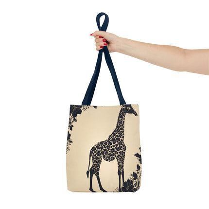 Giraffe Lovers Tote | Floral Safari Animal Grocery Bag | African Savanna Office Travel Carrier | Grassland Wood Forest Cotton Traveler