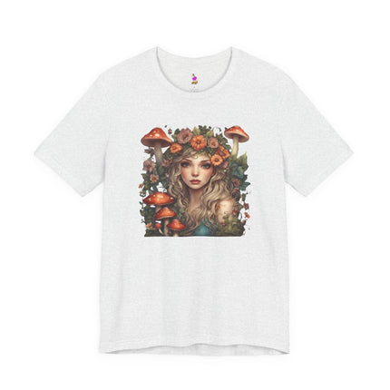MUSHROOM FLOWER FANTASY MAIDEN Womens T-Shirt - Whimsical Fairy Art Tee