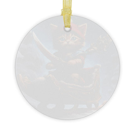 KITTEN SLEIGH WARRIOR Christmas Ornament