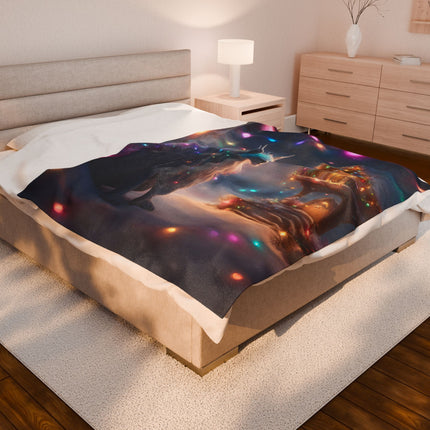 Mythical Beasts Christmas Blanket, Kids Adults Mystical Animal Plush Throw, Festive Fantasy Lovers Gift, Snow Creatures Holiday Twin Cover