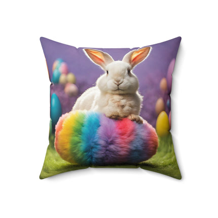 COLORFUL EASTER BUNNY Fur Egg Pillow