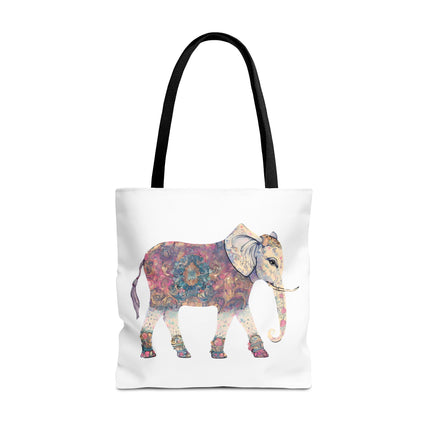 Elephant Lovers Tote | Majestic Color Pattern Custom Grocery Bag | Animal Gift Office Travel Carrier | Wild Woodland Business Traveler