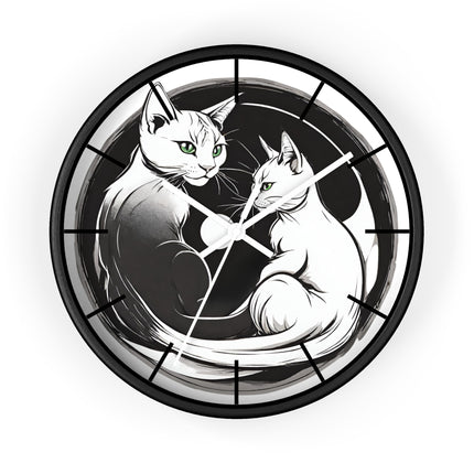 MOONLIT MEOWS Wall Clock - Romantic Cats Starry Night Decor