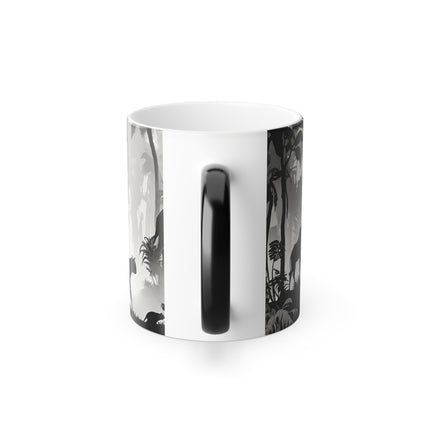 Color Changing Giraffe and Wild Cat Jungle Scene Coffee Mug