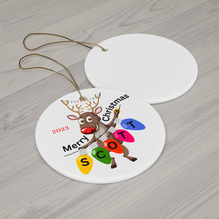 PERSONALIZED RUDOLPH Christmas Ceramic Ornament