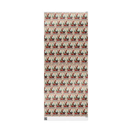 Dog Christmas Wrapping Paper, Yorkshire Terrier Sled Xmas Wrap, Santa Hat Yorkie Gift Wrap, Holiday Gift Wrap Roll