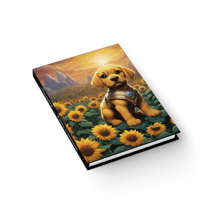 Personalized Sunflower Field Dog Diary, Custom Daily Companion Gift Journal, Hardcover Daily Life Log Book