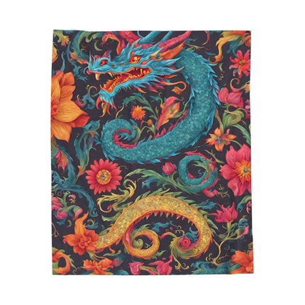 FLORAL JAPANESE DRAGON Blanket