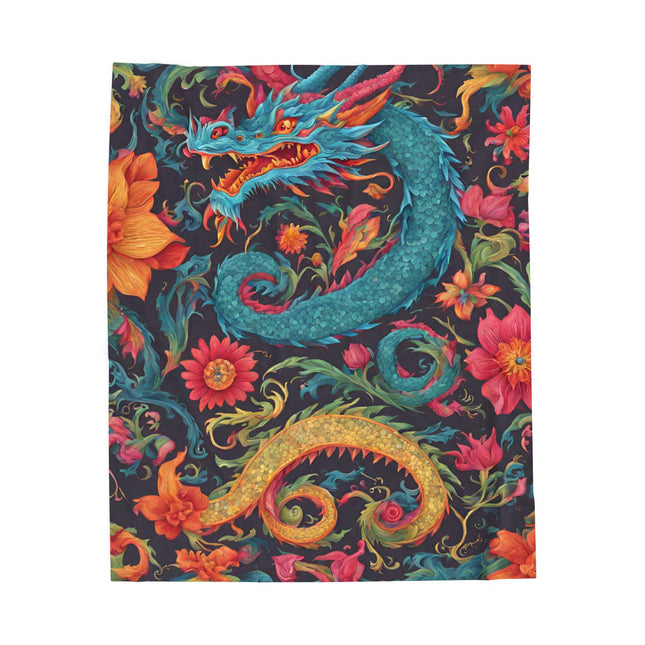 FLORAL JAPANESE DRAGON Blanket