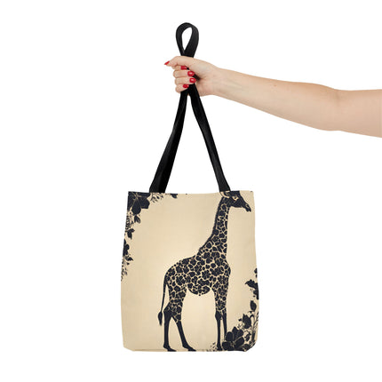 Giraffe Lovers Tote | Floral Safari Animal Grocery Bag | African Savanna Office Travel Carrier | Grassland Wood Forest Cotton Traveler