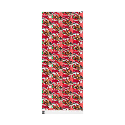 Dog Christmas Wrapping Paper Yorkshire Terrier, Santa Hat Yorkie Gift Wrap, Holiday Gift Wrap Roll