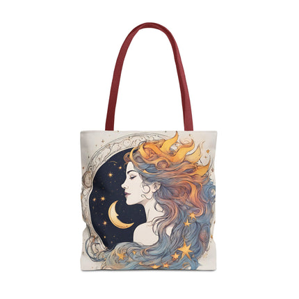 Moon Goddess Tote | Lunar Stars & Space Astronomy Grocery Bag | Laptop Book Carrier | Home Office Solar System Travel Overnight Gift