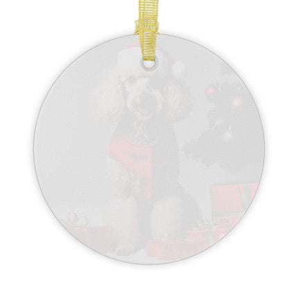 POODLE Glass Christmas Ornament