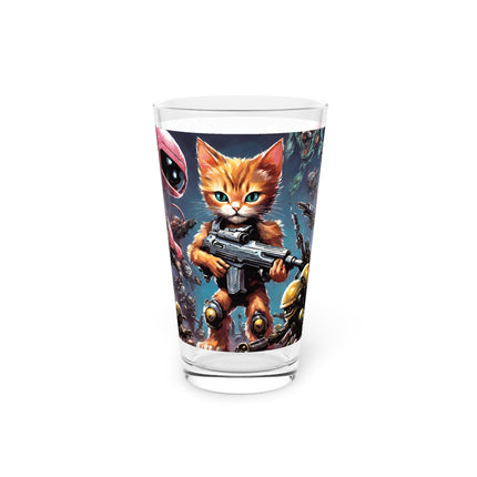 MECHANIMAL CLASH BATTLERS Kitten Krew Collectible Pint Glass 16 oz Cat Gifts Kitten Drinking Glass Child's Tumbler Child's Gifts