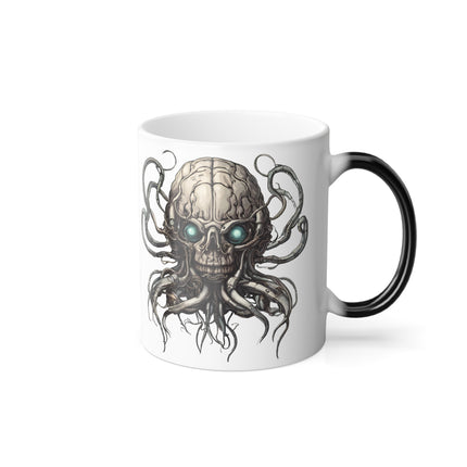PERSONALIZED CYBORG ALIEN BRAIN Coffee Mug - Color Changing Tentacle Robotic Skull Cup