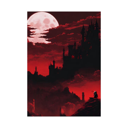Castlevania Simon Belmont Video Game Room Inspired Wall Decor | The Cursed Night Begins Poster | Dracula Castle Vampire Night Wall Hanging