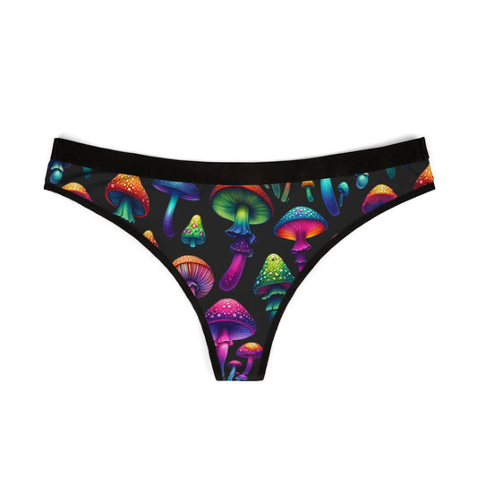 Wild Trippy Mushrooms Women's Thong, Psychedelic Underwear, Colorful Lingerie, Fun Intimates, Unique Panties