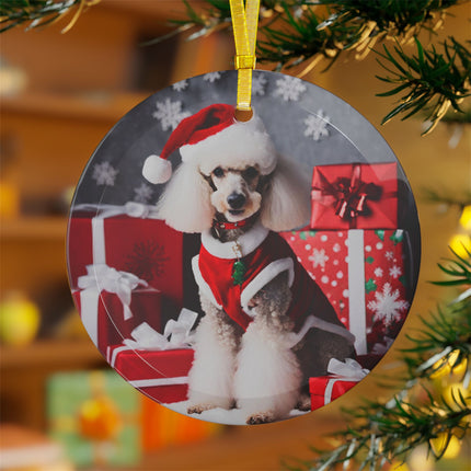 CLASSY POODLE Glass Christmas Ornament