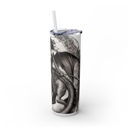 GOTHIC MEDIEVAL FLYING DRAGON Skinny Tumbler - Mutating Lizard Woman Beast Dark Fantasy Cup