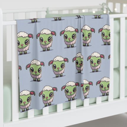 Animal Baby Swaddler, Woolly Lamb Changing Blanket, Cute Baby Shower Gift, Boys Blue Cartoon Style Infant Swaddle Cover