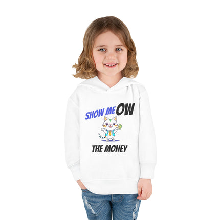 Funny Cat Toddler Hoodie, Boys or Girls Show MeOW The Money Cute Saying Graphic Fleece Pullover