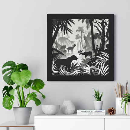 Animal Kingdom Print, Jungle Wall Decor, Wild Animal Scene, Shadow Wall Hanging, Nature Picture, Living Room Poster, Office Scenery
