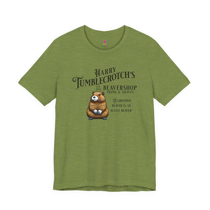 HARRY TUMBLECROTCH'S BEAVERSHOP T-Shirt - Funny Barbershop Parody Adult Humor Tee