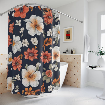 Flower Shower Curtain, Bright Flower Pattern Bathroom Accent