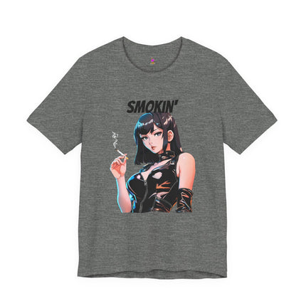SMOKIN' T-Shirt - Anime Girl Leather Cigarette Edgy Art Tee