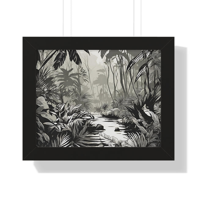 Wall Decor, Jungle Scene, Framed Wall Hanging, Black Shadow Print, Nature Scene Picture, Living Room Poster, Office Scenery