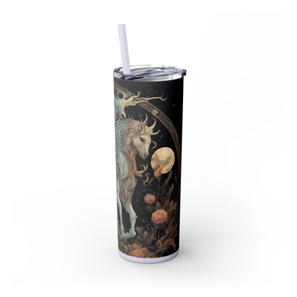 MAJESTIC MYTHS Skinny Tumbler - Horned Goat Horse Floral Moon Fantasy Traveler