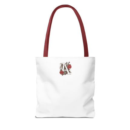 Custom Letter Personalized Tote | Rose Flowered Grocery Travel Bag | Floral Print Roses Office Laptop & Books or Exercise Overnight Carrier