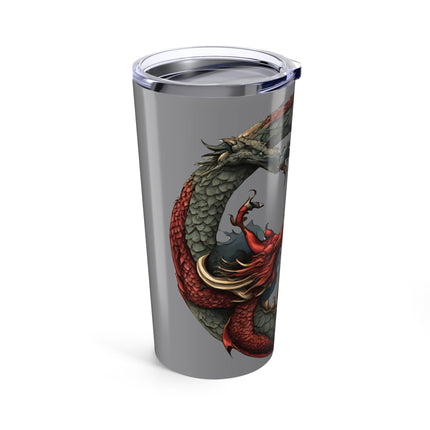 CHINESE DRAGON YIN YANG Tumbler - Red and Blue Twin Reptile Serpent Print Cup