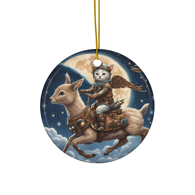 PERSONALIZED Flying Fantasy Christmas Future Past Winged Steampunk Cat Ornament