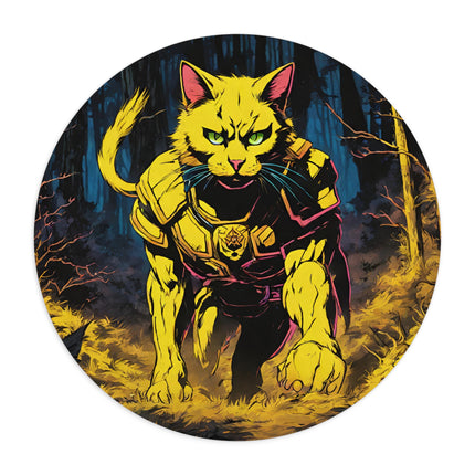 Neon Yellow Warrior Battle Cat Mouse Pad