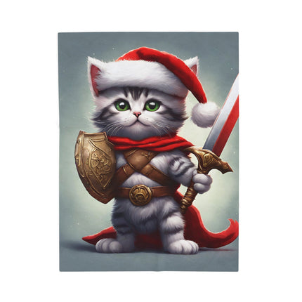 Christmas Blankets Kids Adults Blankets Velveteen Plush Blanket Cat Lovers Christmas Gift Santa Warrior Kitten Holiday Gift Cat Holiday Gift