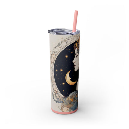 MOON GODDESS Skinny Tumbler - Celestial Astrology Beauty Night Sky Cup