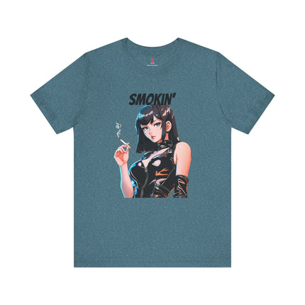 SMOKIN' T-Shirt - Anime Girl Leather Cigarette Edgy Art Tee