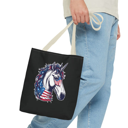 Patriotic Unicorn Gift Tote | American Flag Election Grocery Bag | United States Flag Freedom Lovers Office Travel Carrier | Patriot Sack