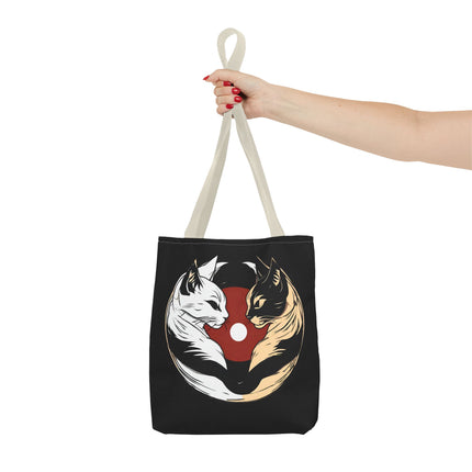 Cat Lovers Tote | Moon Lit Love Cat Grocery Bag | Feline Frisky Office Travel Carrier | Moonlight Kittens Cotton Traveler Tote