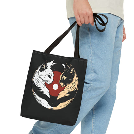 Cat Lovers Tote | Moon Lit Love Cat Grocery Bag | Feline Frisky Office Travel Carrier | Moonlight Kittens Cotton Traveler Tote